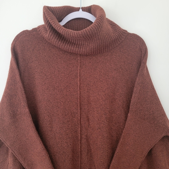 LOFT Turtleneck Slouchy Poncho Style Knit XS Demure Brown Mocha Mousse - Picture 4 of 8
